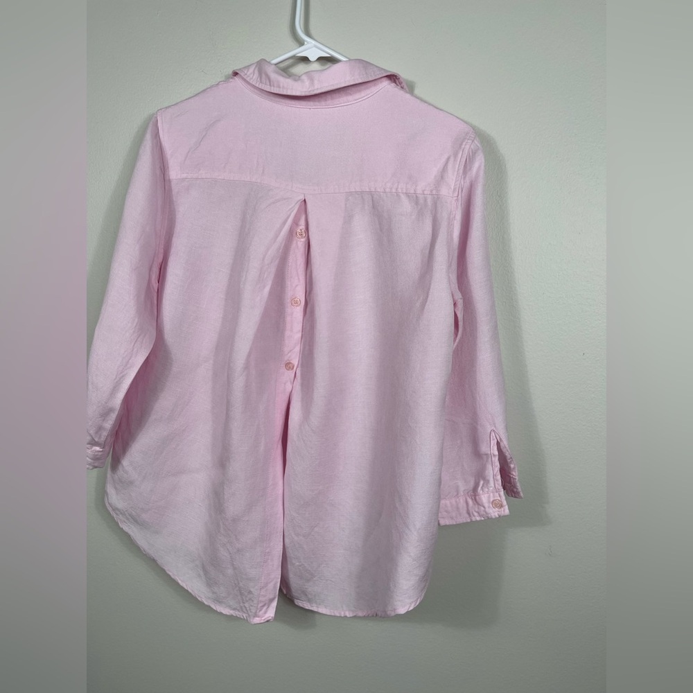 Joan Vass NY Elegant Pink Button Down Women's Shirt Linen Work Career Size M - Picture 13 of 16